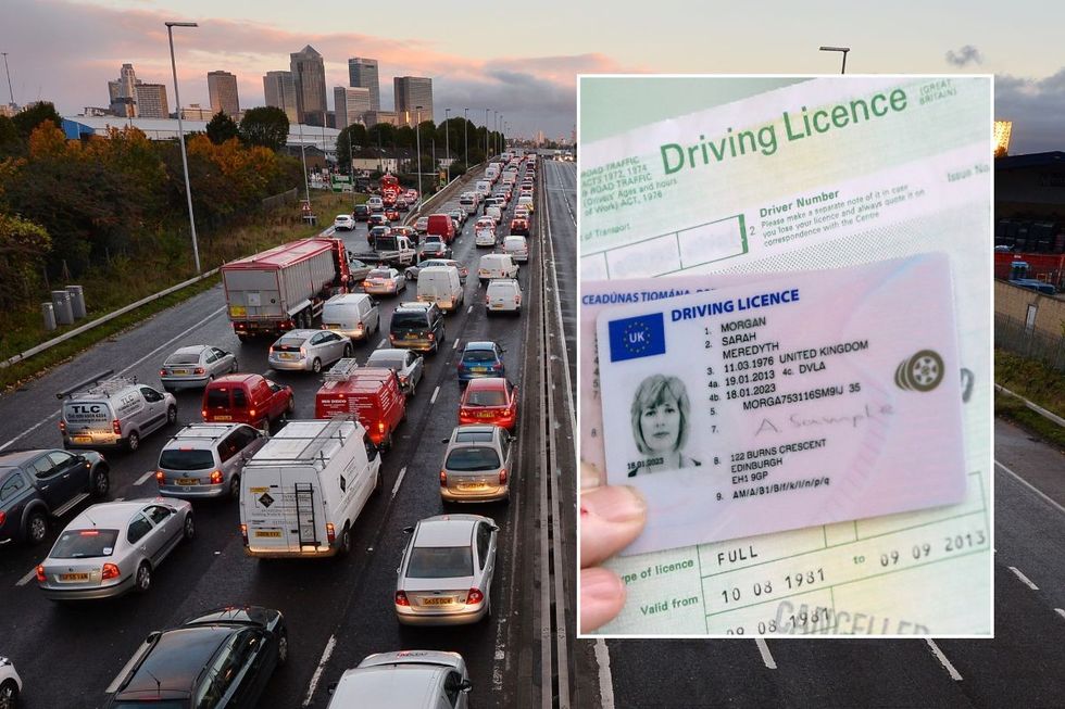 Busy road and a driving licence application form