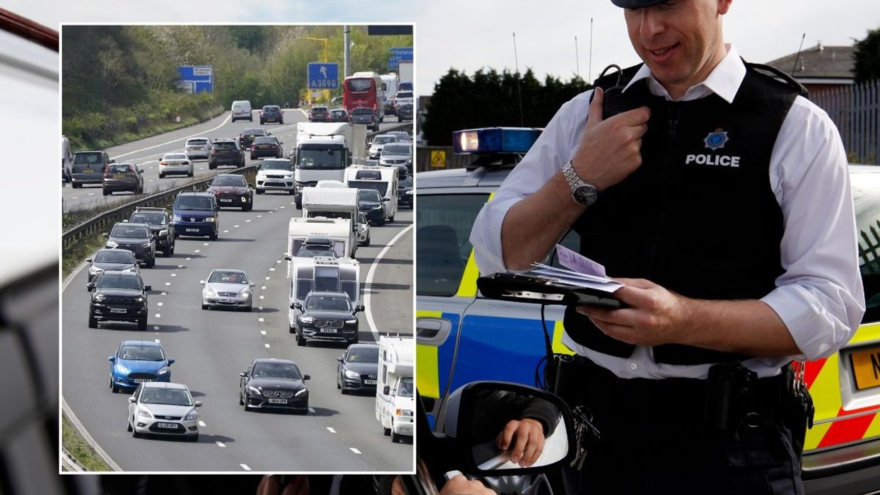 Busy road and a police officer
