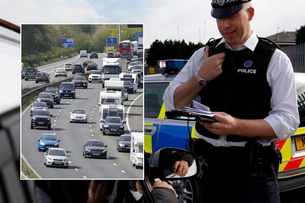 Busy road and a police officer