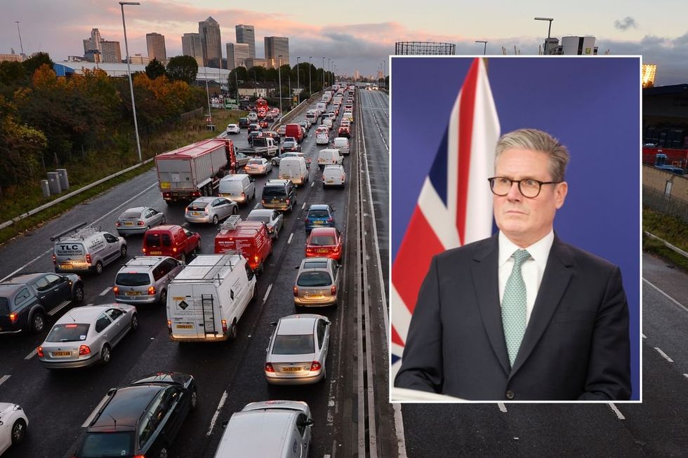 Busy road and Prime Minister Sir Keir Starmer