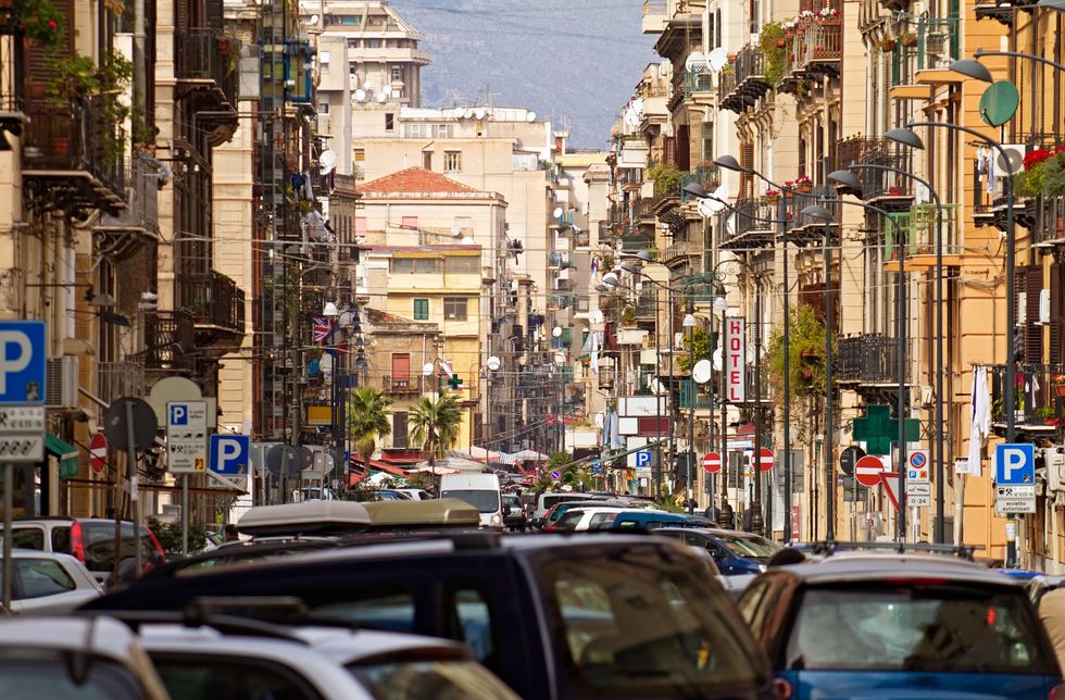 Busy street in Palermo, Italy