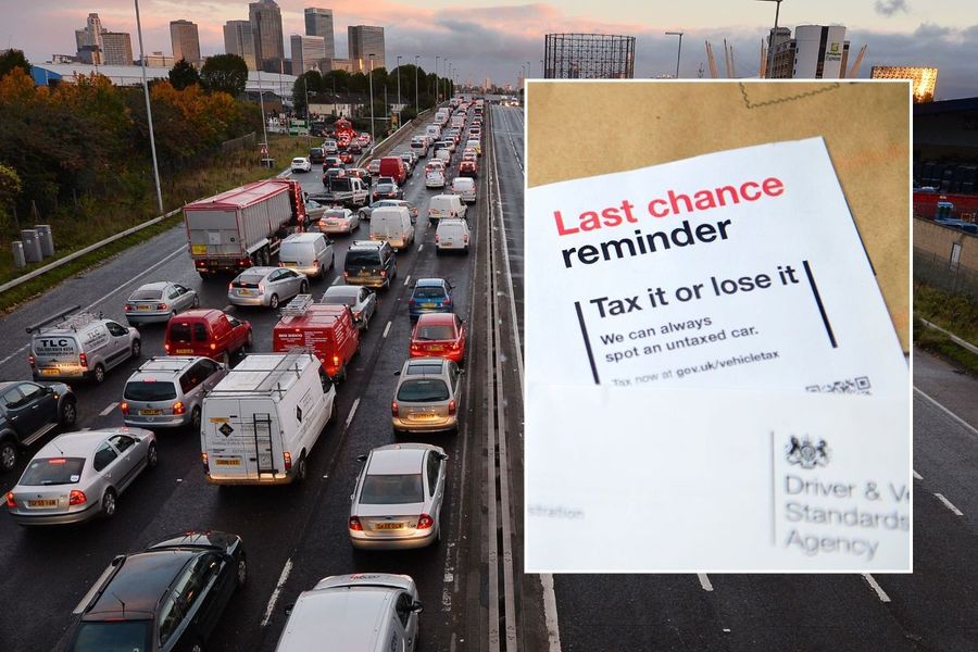 Busy traffic and a vehicle tax reminder