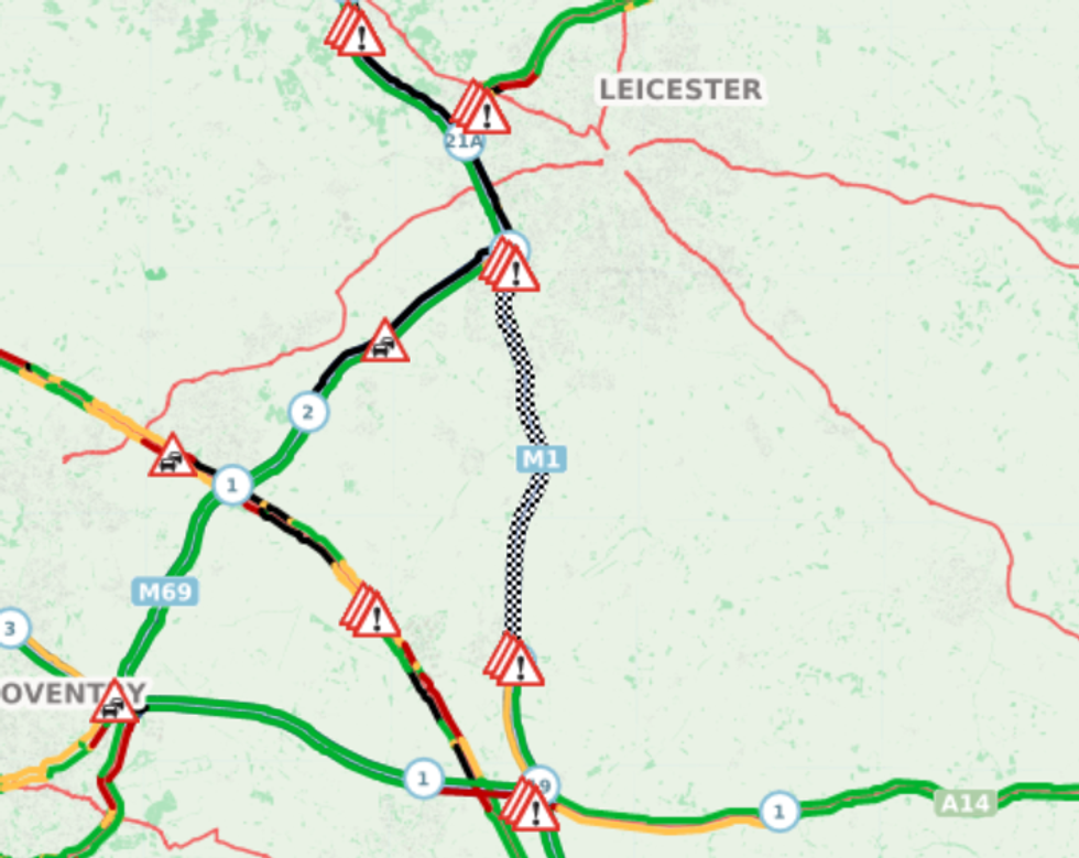 Busy traffic conditions on the M1 following an accident