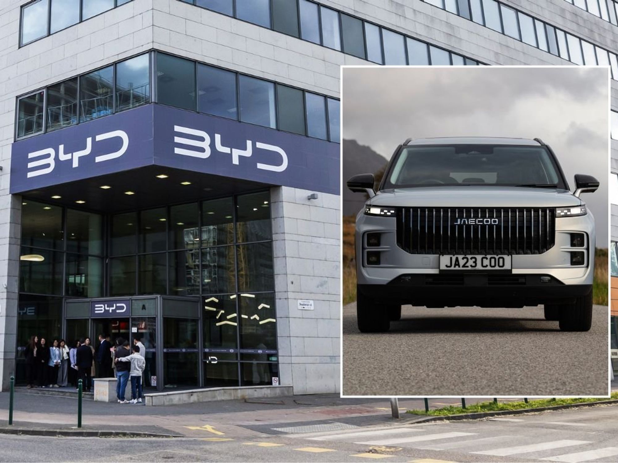 BYD building and a Jaecoo 7 SHS