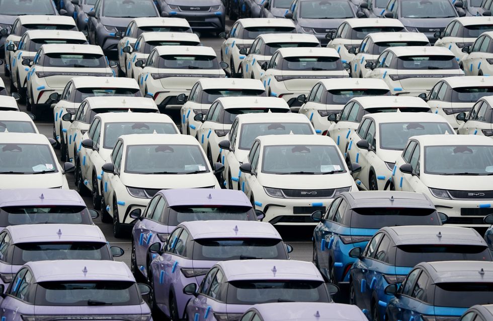 BYD electric and hybrid models being held in a compound in Sheerness, Kent