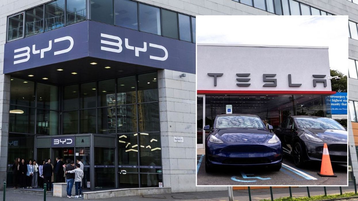 BYD HQ in Hungary and a Tesla dealership