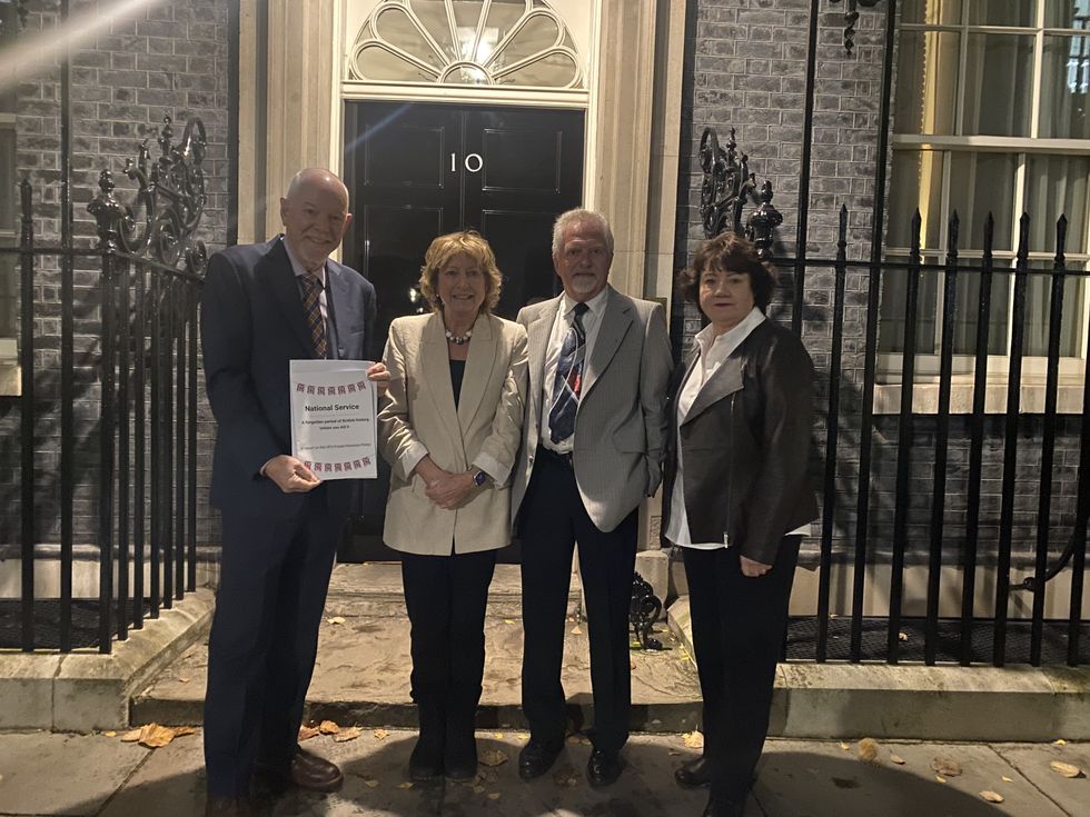 CABP delegates Rob Morris, Sheila Telford, Ian Andexser and Edwina Melville-Gray hand report into Downing Street