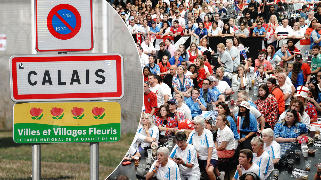 Calais road sign/England fans