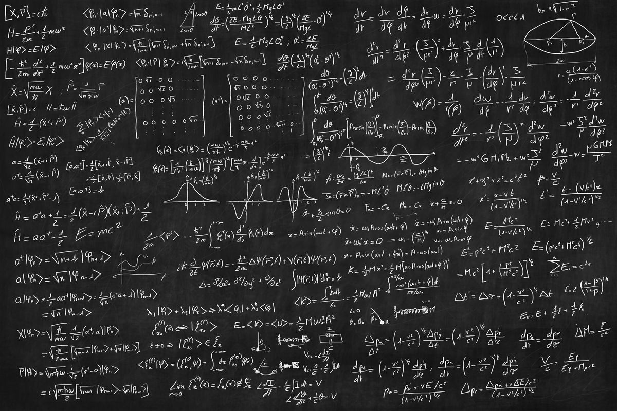 Calculations on chalkboard