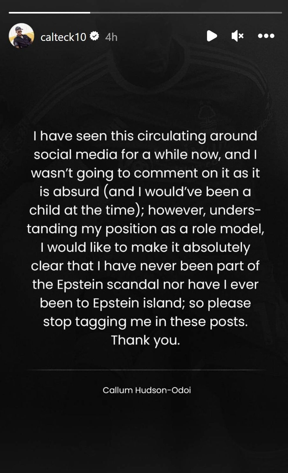 Callum Hudson-Odoi took to Instagram to silence the rumours