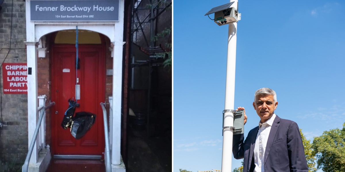 NextImg:Ulez camera hung outside Labour party office in latest vigilante protest against Sadiq Khan