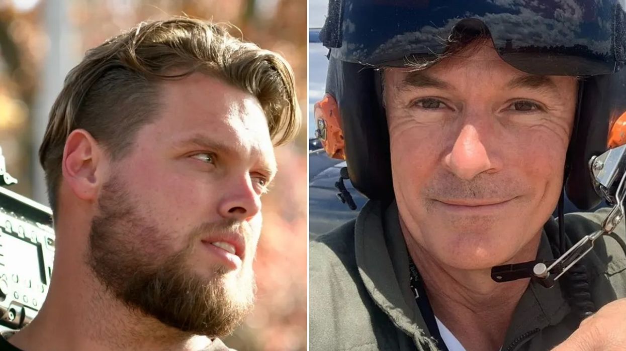 Cameraman James Rose (left) and pilot Stephen Gale (right)