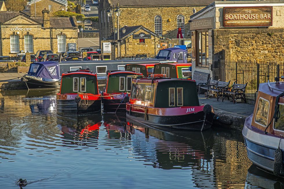 Canal boats in Skipton, Yorkshire Dales