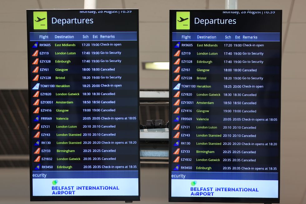 Cancelled flights at Belfast International Airport