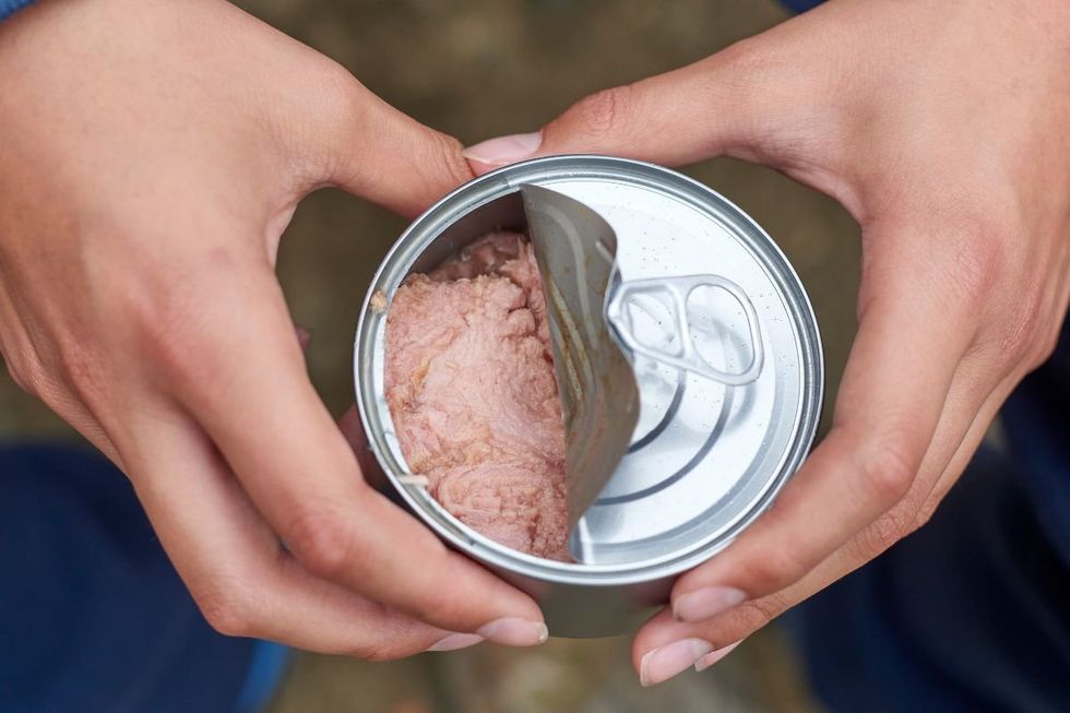 canned food in hand