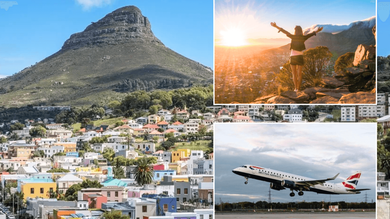 Cape Town / Person at Table Mountain in Cape Town / British Airways plane