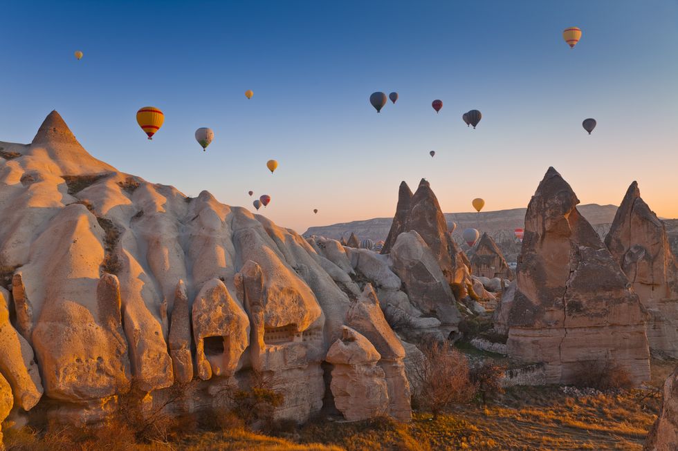 Cappadocia, Turkey with hot air balloons