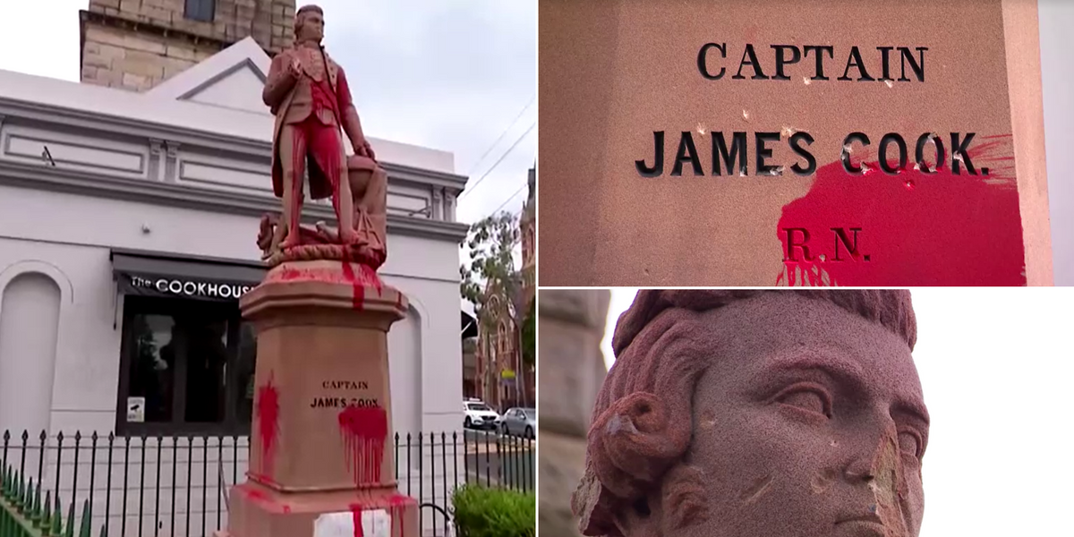 NextImg:Statue to British hero defaced as protesters vandalise monument just days ahead of national holiday