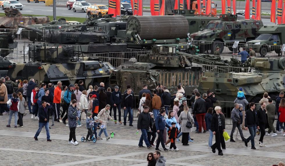 Captured armoured vehicles on display in Moscow