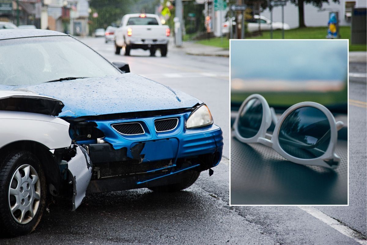 Car accident and a pair of sunglasses