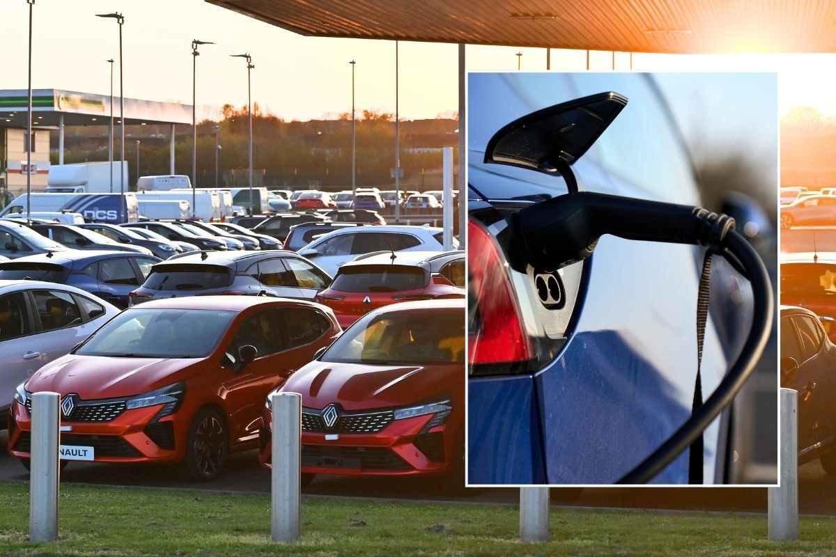 Car dealership and an electric car charger