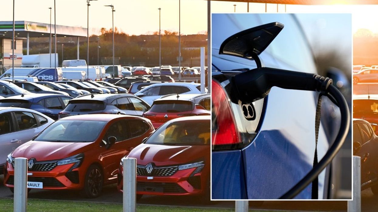 Car dealership and an electric car charger