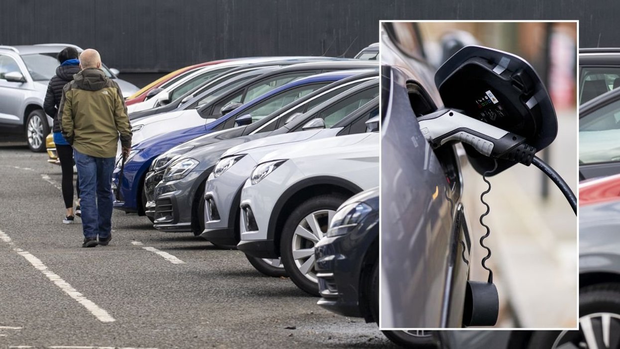 Car dealership and an electric car