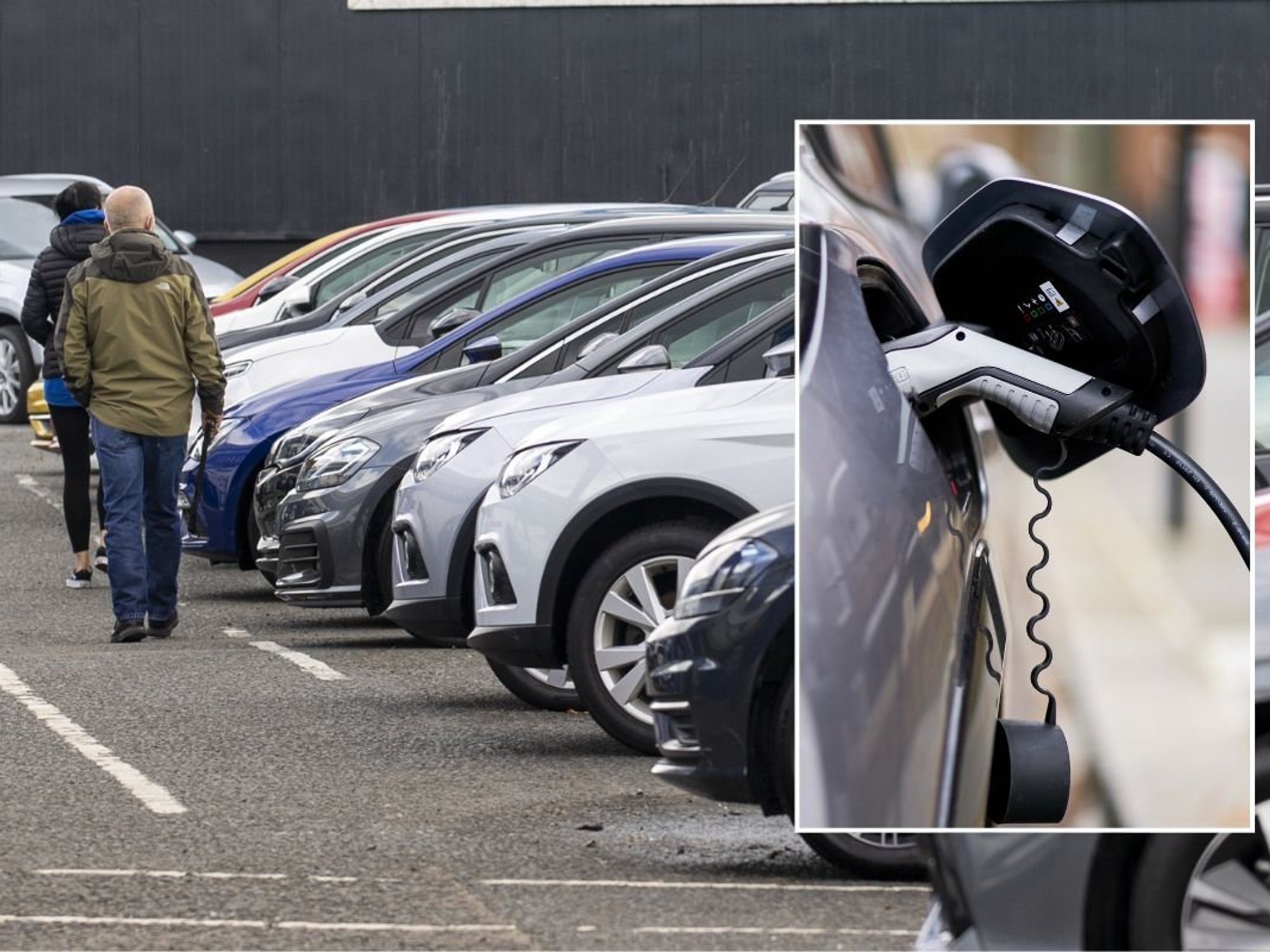 Car dealership and an electric car