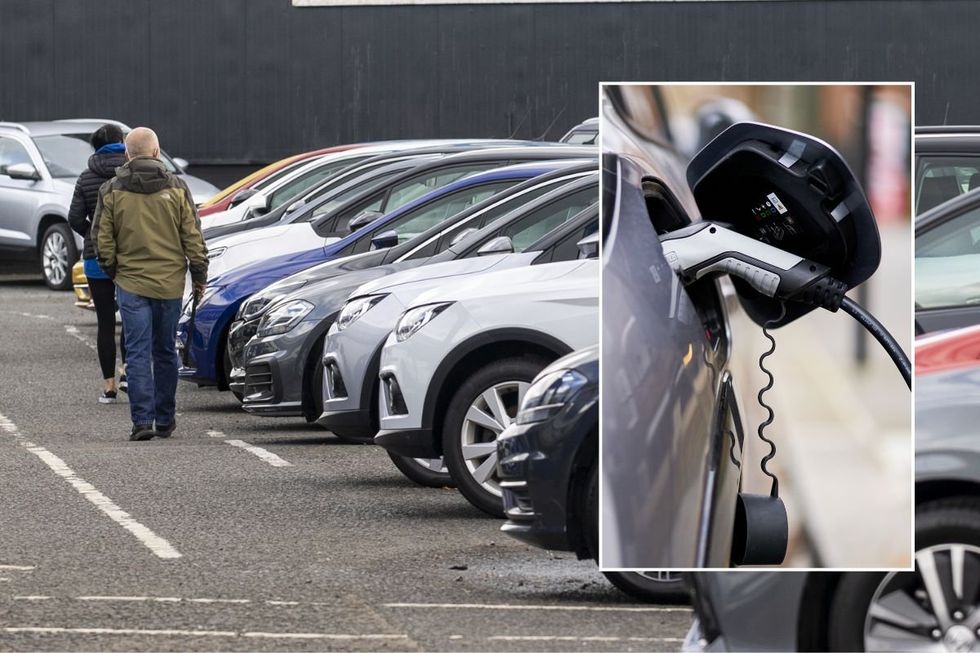 Car dealership and an electric car
