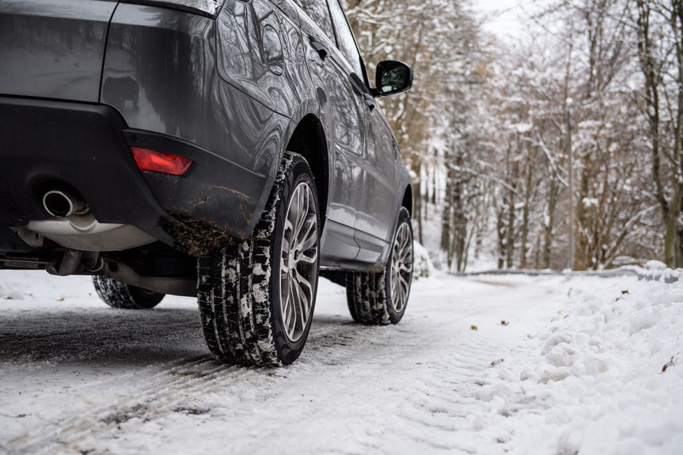 Car driving in snow
