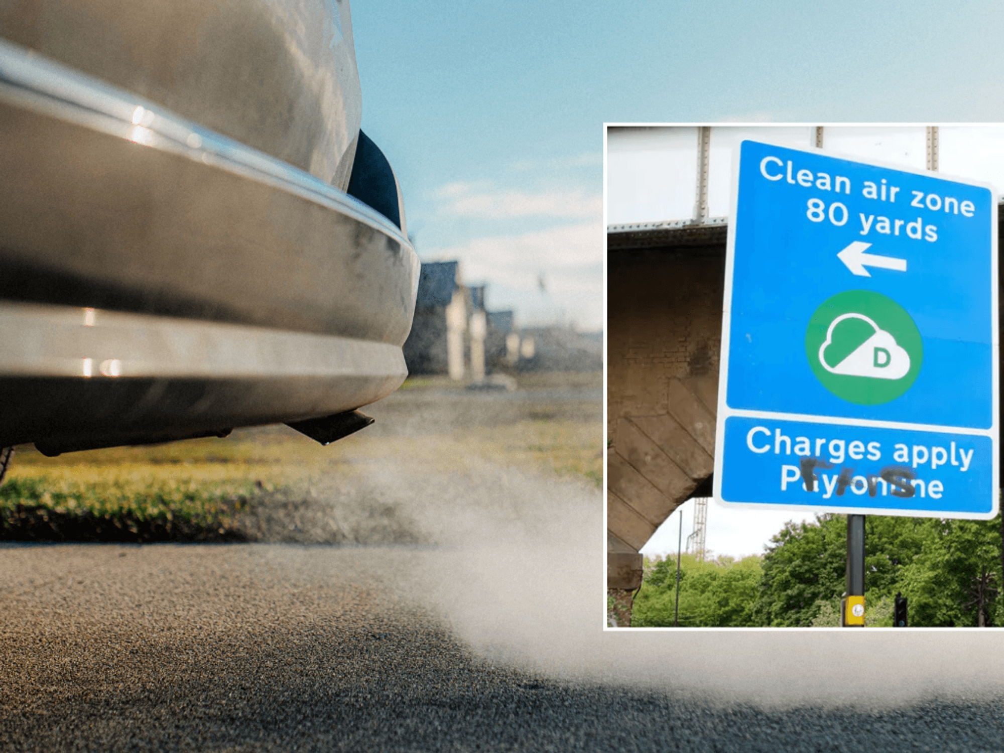 Car emisisons and Clear Air Zone sign