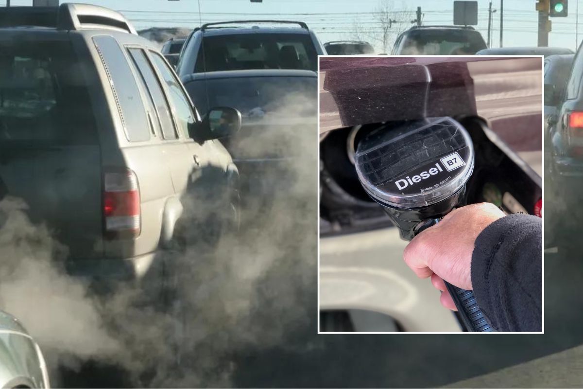 Car emissions and a diesel pump