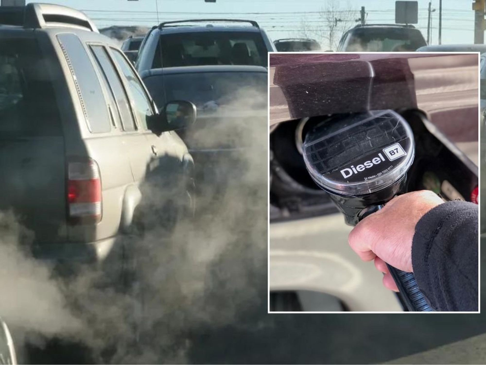 Car emissions and a diesel pump