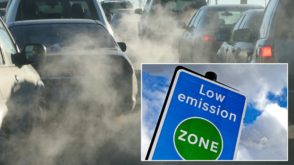 Car emissions and a LEZ sign