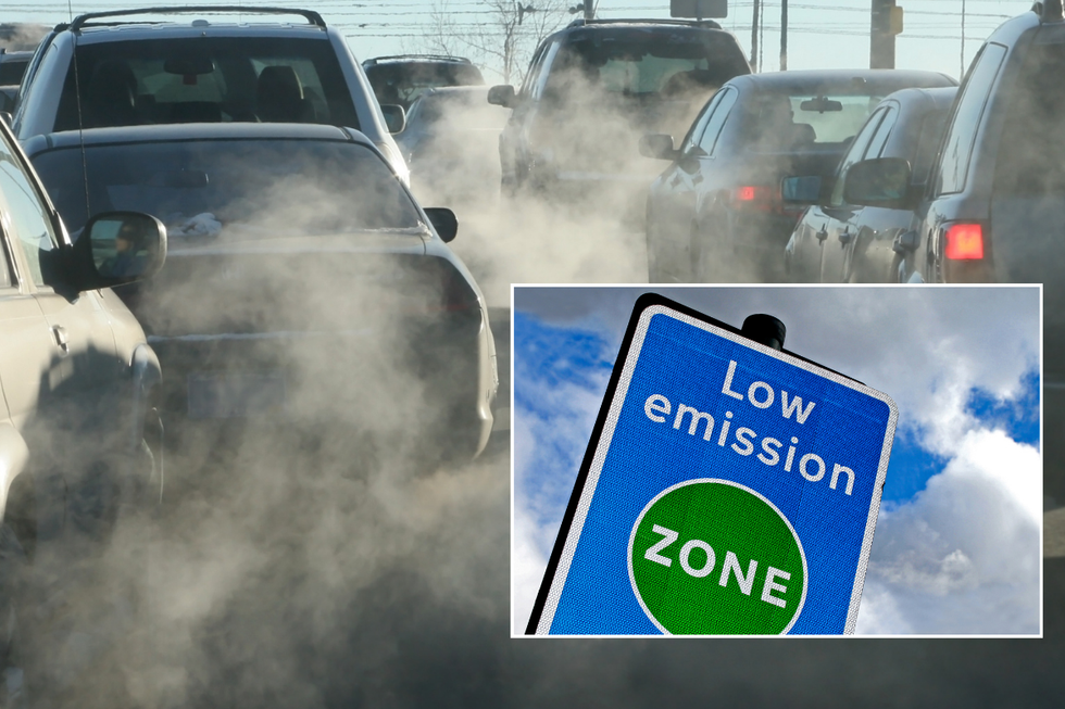 Car emissions and a LEZ sign