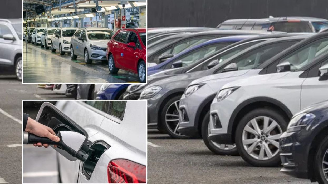 Car factory, electric car charger and a car sales forecourt