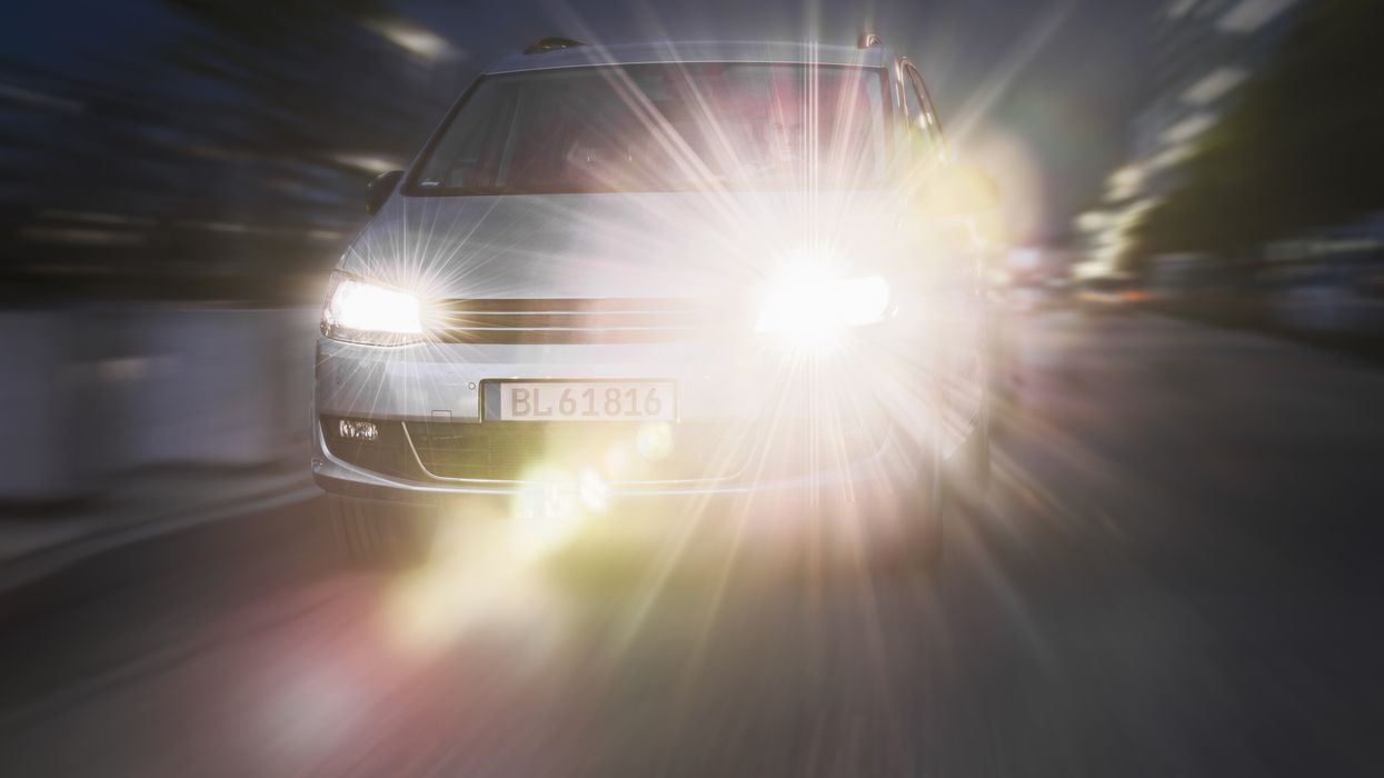 Car headlight dazzling driver