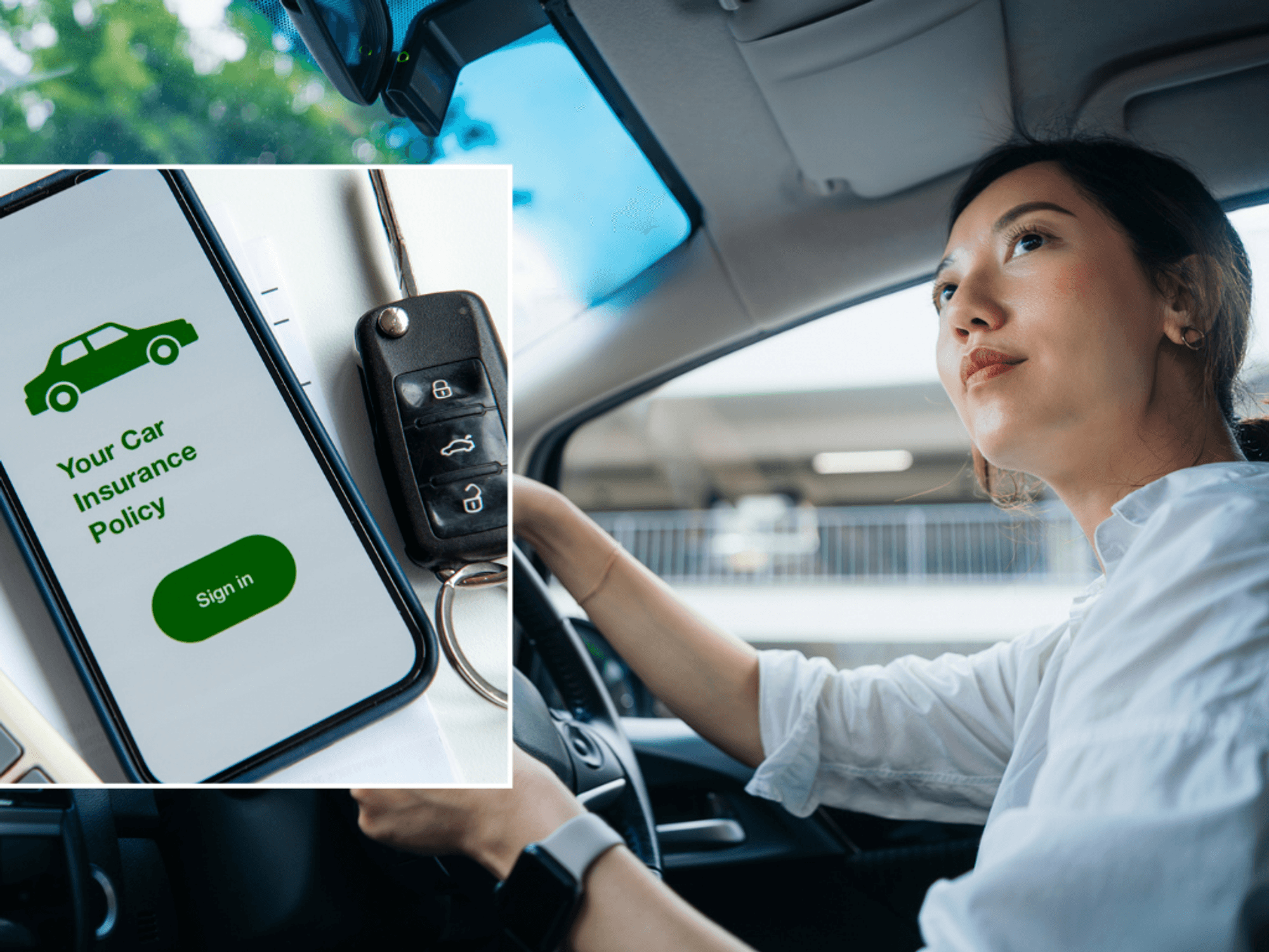 Car insurance and driver in car