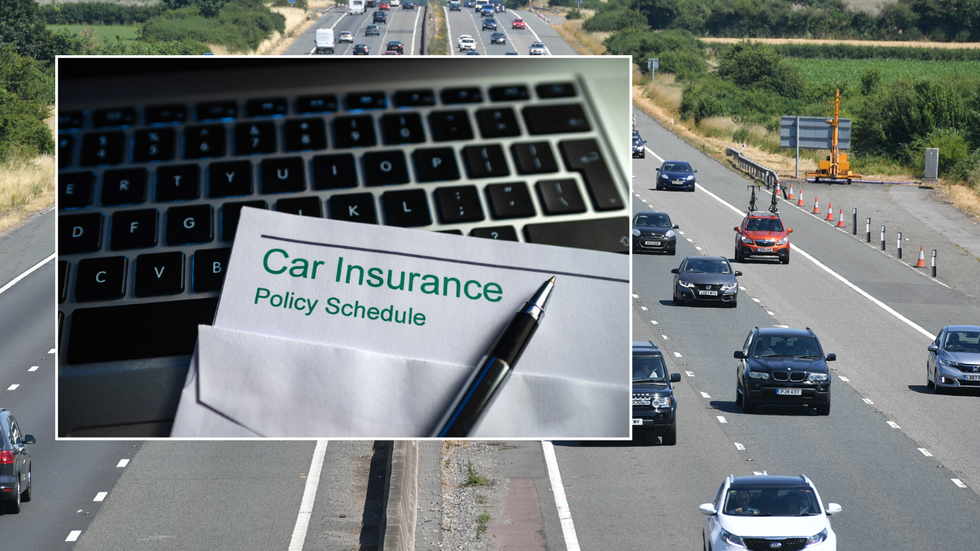 car insurance paper and busy road
