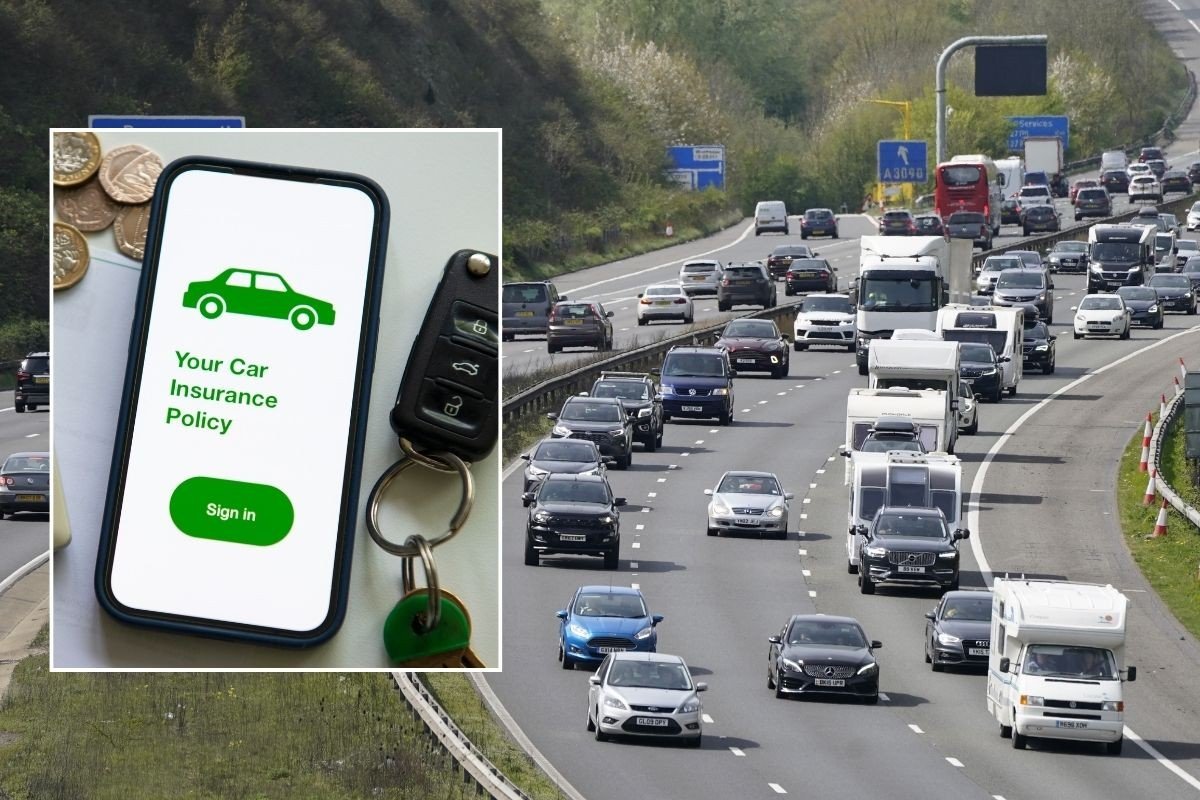 Car insurance policy and a busy UK motorway