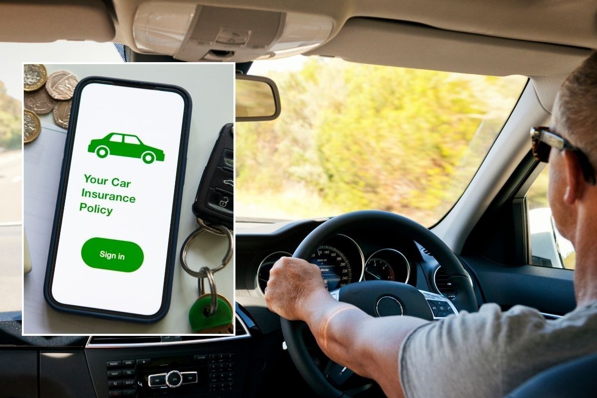 Car insurance policy and a person driving a car