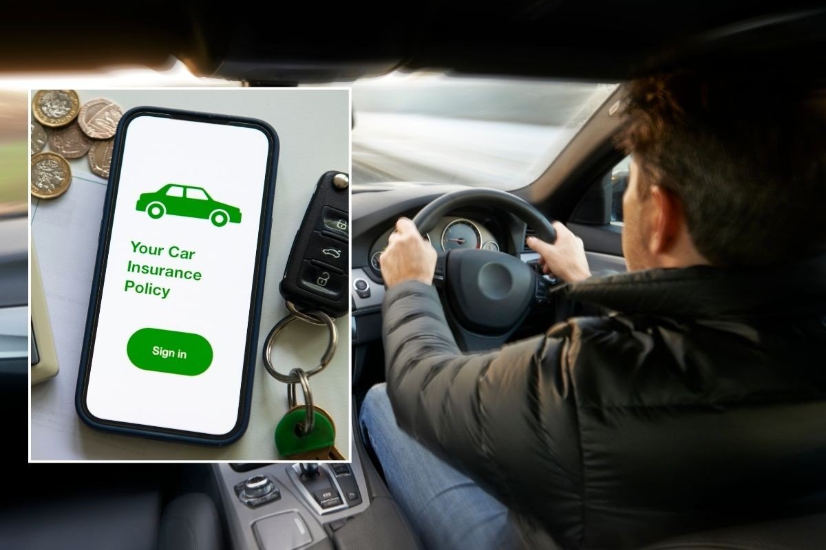 Car insurance policy and a person driving a car