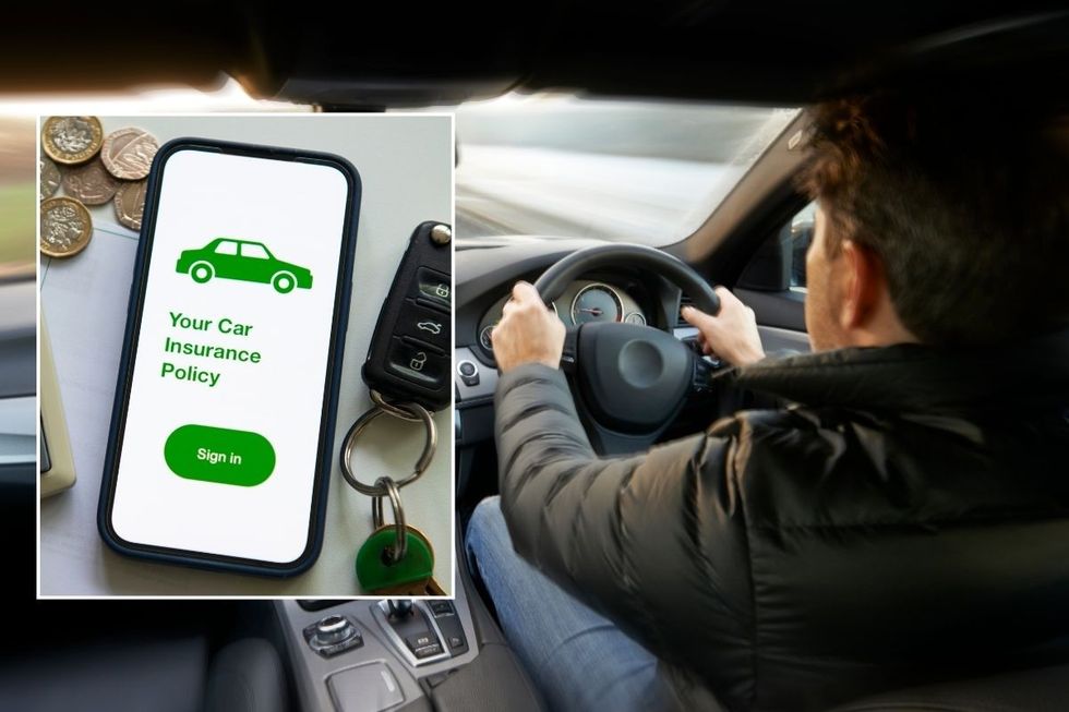 Car insurance policy and a person driving a car