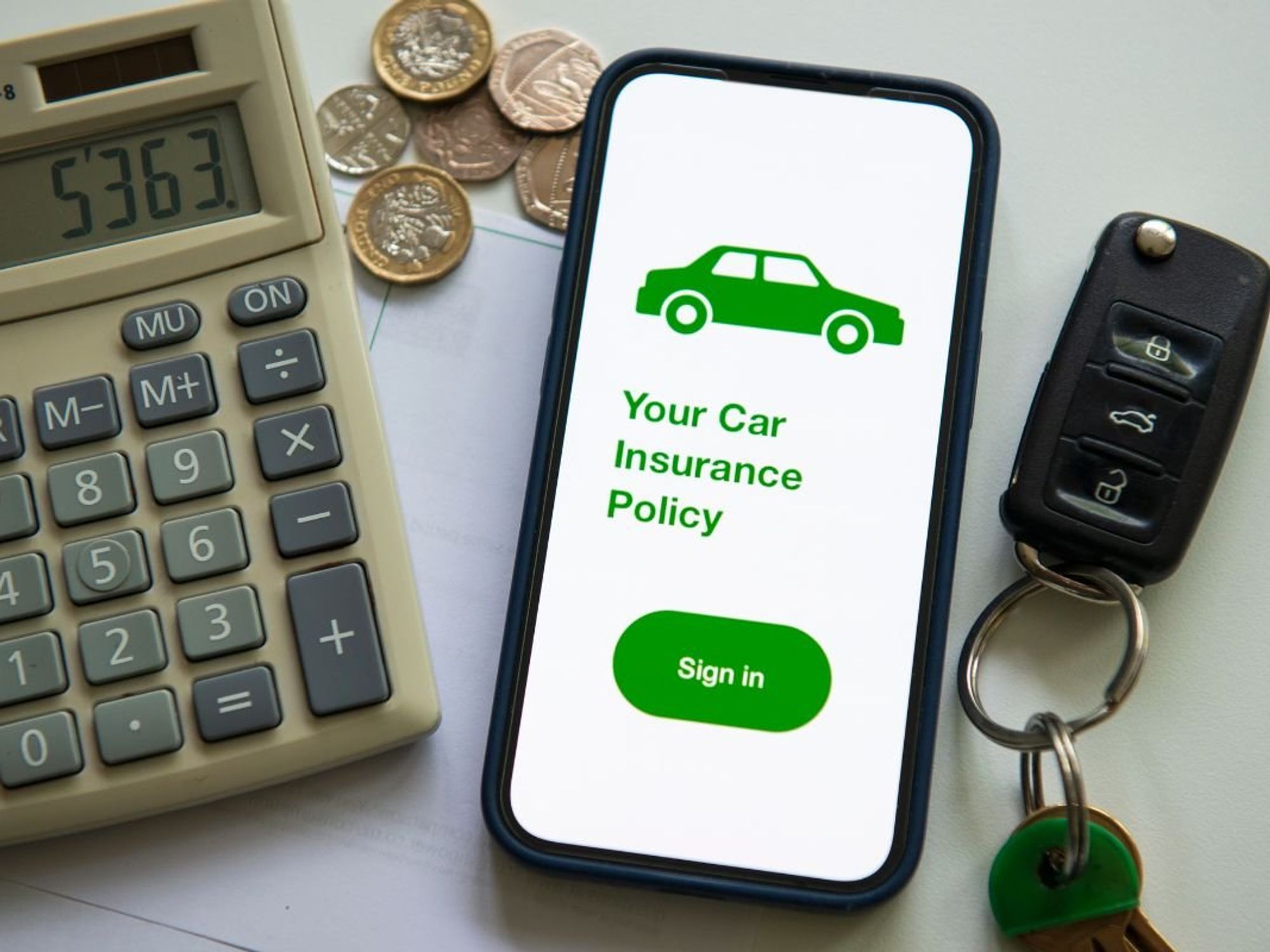 Car insurance policy phone screen