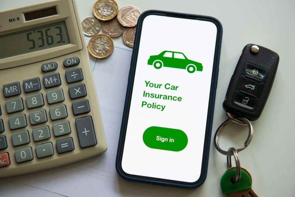 Car insurance policy, some cash and a set of car keys