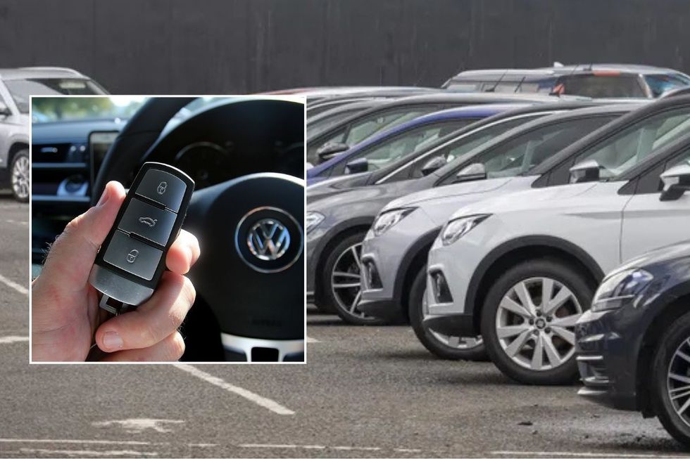 Car keys and a car forecourt