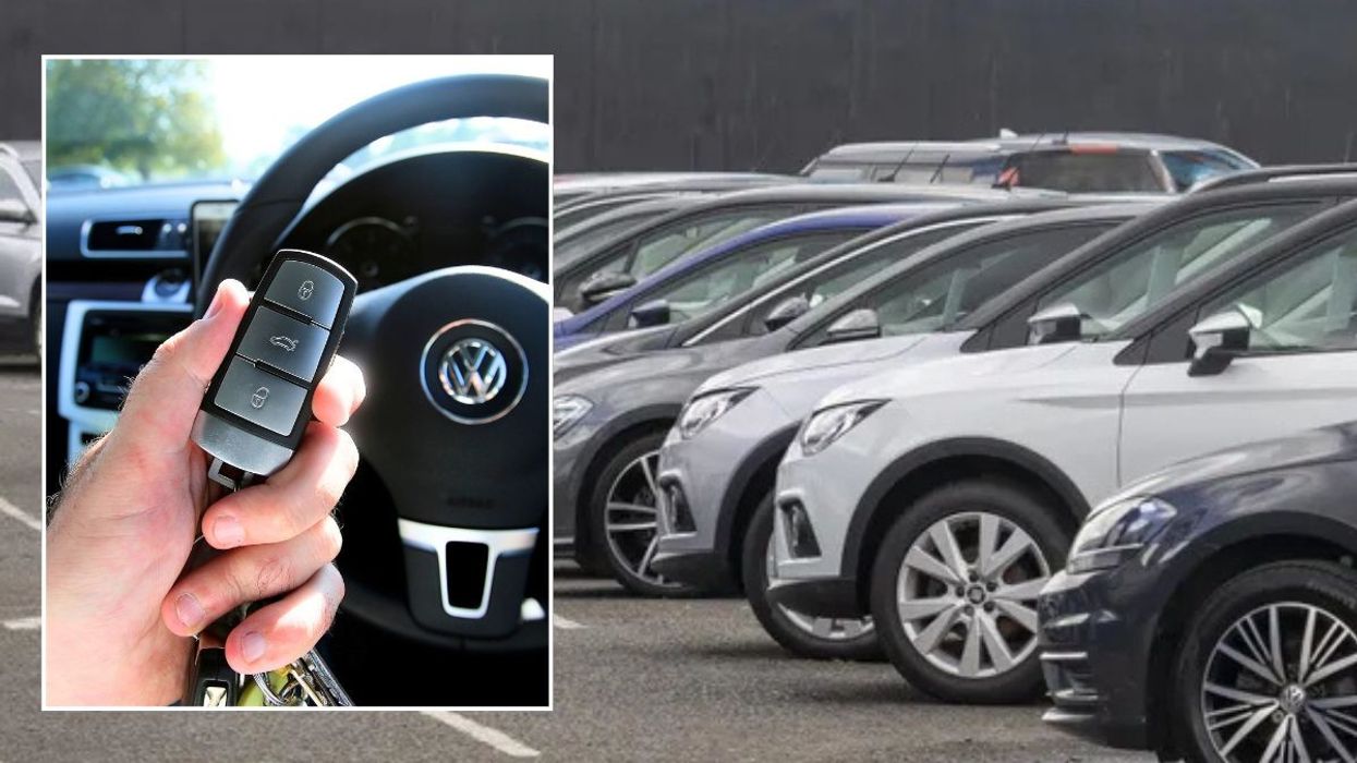 Car keys and a car sales forecourt