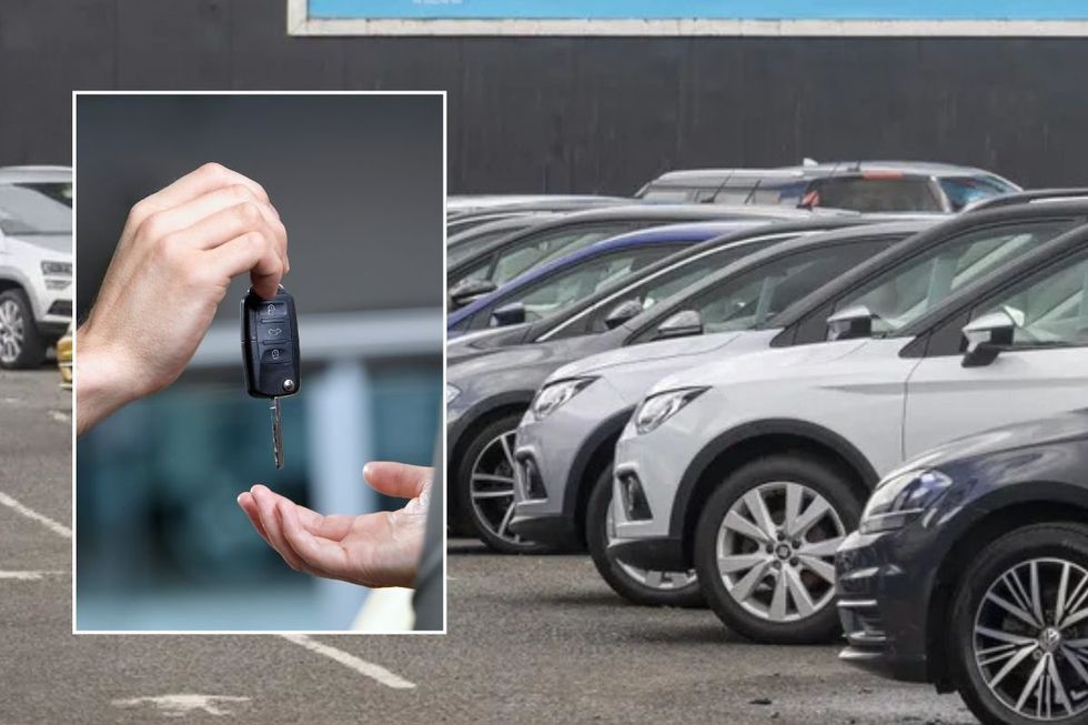 Car keys and a car sales forecourt