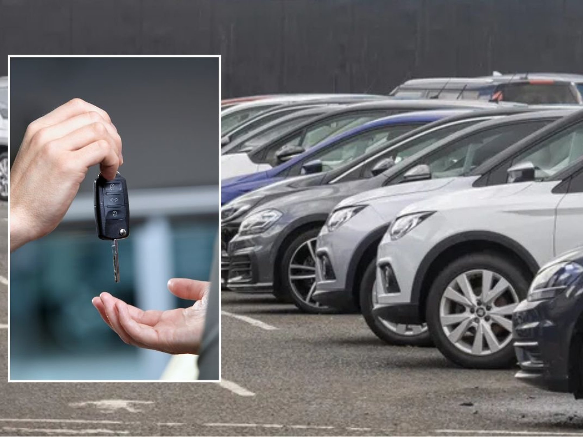 Car keys and a used car forecourt