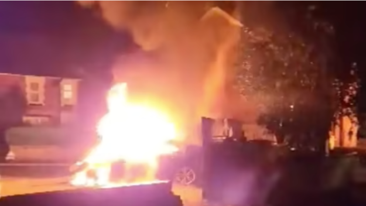 Car on fire in Dorset